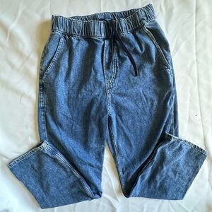 Ladies Blue H&M Loose Fit JEANS Size XS Elastic Pull String Waistband